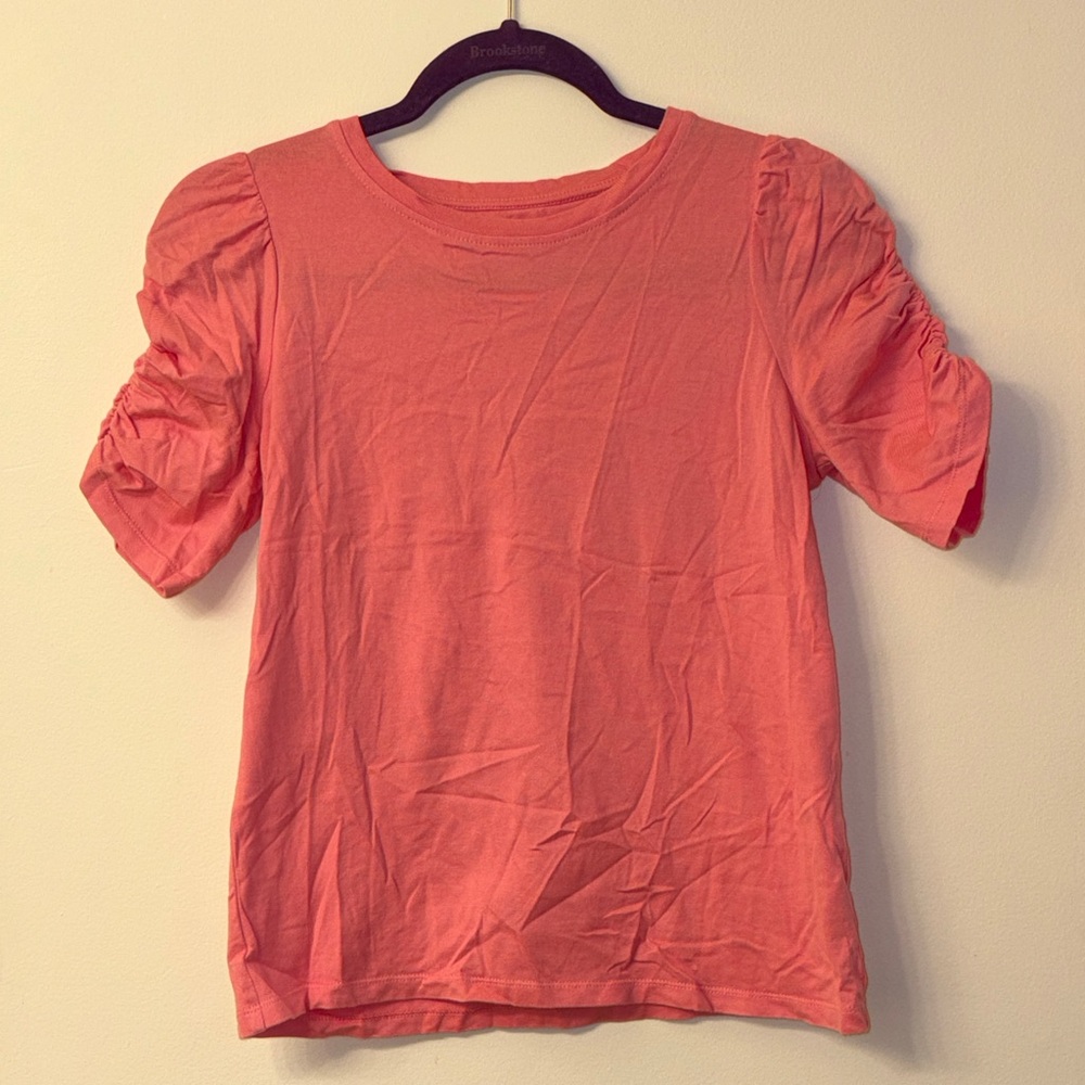 Kate Spade Coral Short Scrunched Sleeve Top